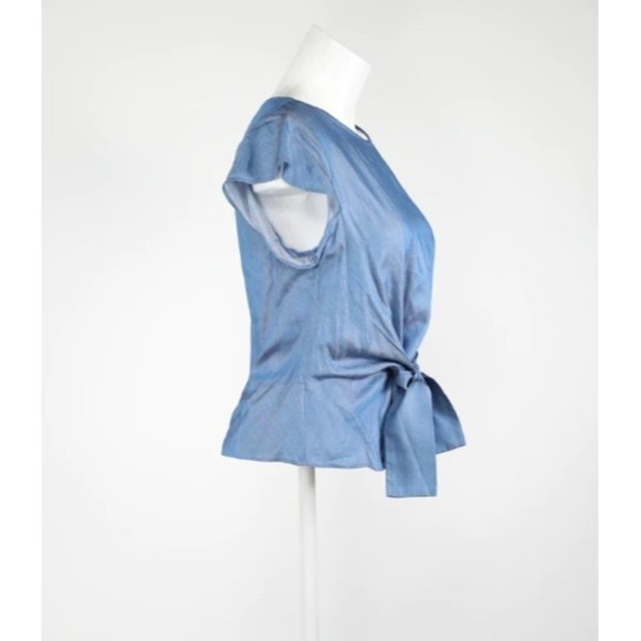 LUCY PARIS X REVOLVE  Womens Belted Ruffle Sleeve Casual Top, Blue Size XS NWOT - Picture 3 of 4